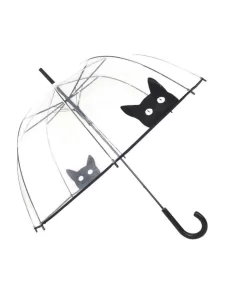 Läpinäkyvä musta kissa sateenvarjo