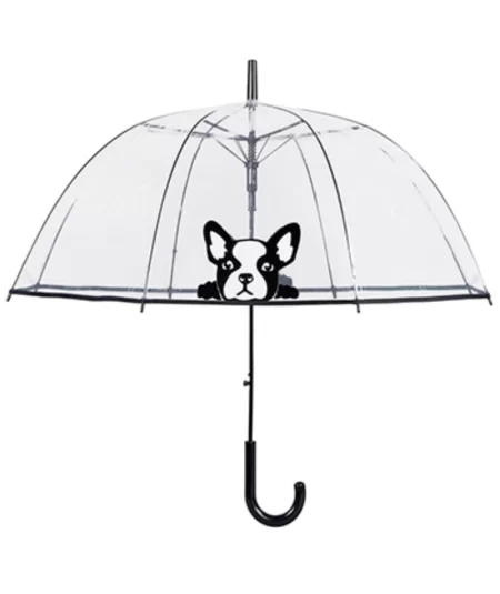 Läpinäkyvä sateenvarjo Ranskanbulldoggi
